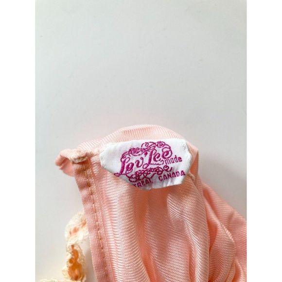 Vintage 80's LUV LEE Pink Satin Lace Ruffle Babydoll Slip, Size M, Union Made - Picture 8 of 11